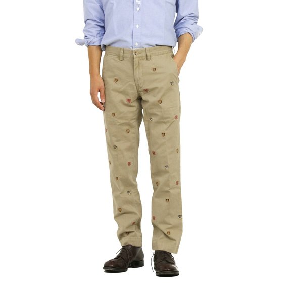 NEW Polo Ralph Lauren Chinos Pants! Tan With Crests & Shields Slim Fit 32 x 34
